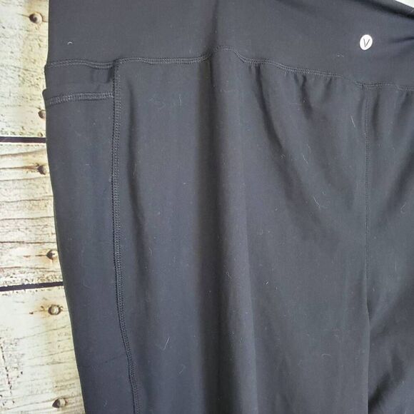 LIVI Lane Bryant 38/40 Capri Leggings Plus Size Soft Stretch Rainbow Bow Trim Bl - Picture 2 of 5